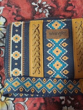 Wrangler Boho Embroidered Crossbody - Blue & Mustard